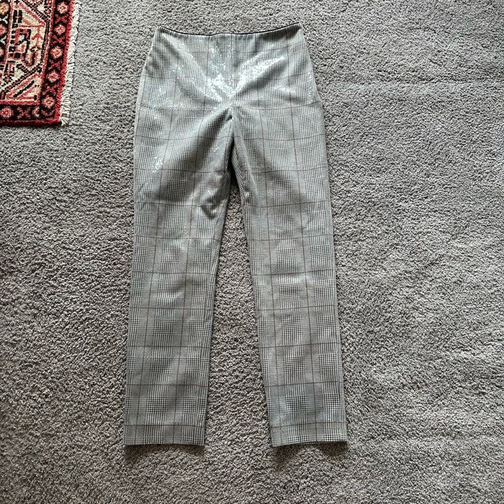 Badgley Mischka Sequin Plaid Slim Ankle Pants